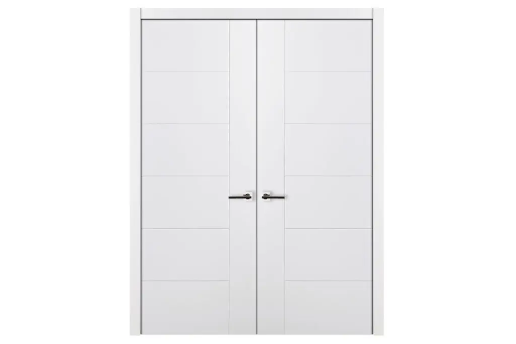 Nova Groove Soft White Laminated Traditional interior Door - Double Door