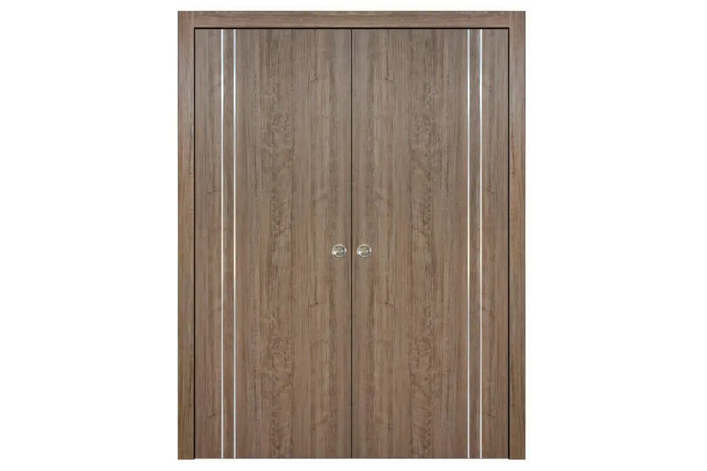 Nova HG-002VR Dark Aloe Wood Laminated Modern Interior Door - Double Pocket