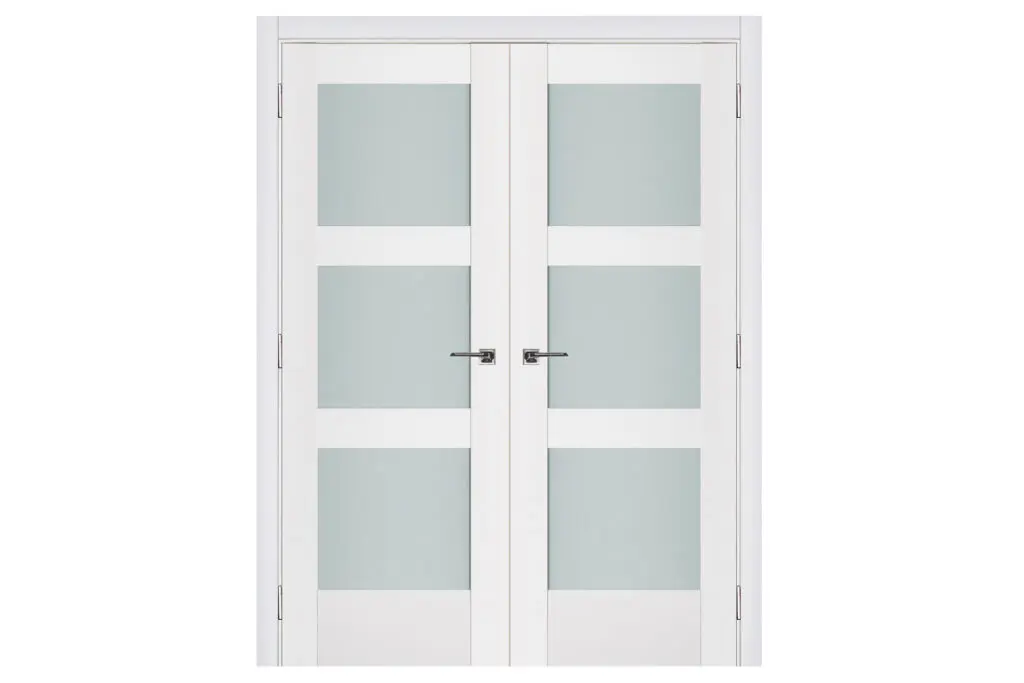 Nova Triplex 058 Soft White Laminated Modern Interior Door - Double Door