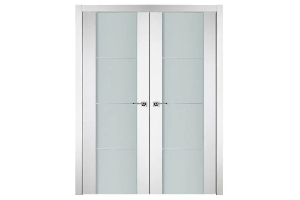 Nova Italia Vetro 3H Alaskan White Laminate Interior Door - Double Door