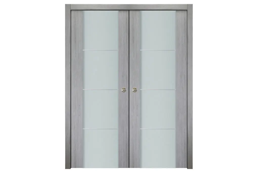 Nova Italia Vetro 3H Light Grey Laminate Interior Door - Double Pocket