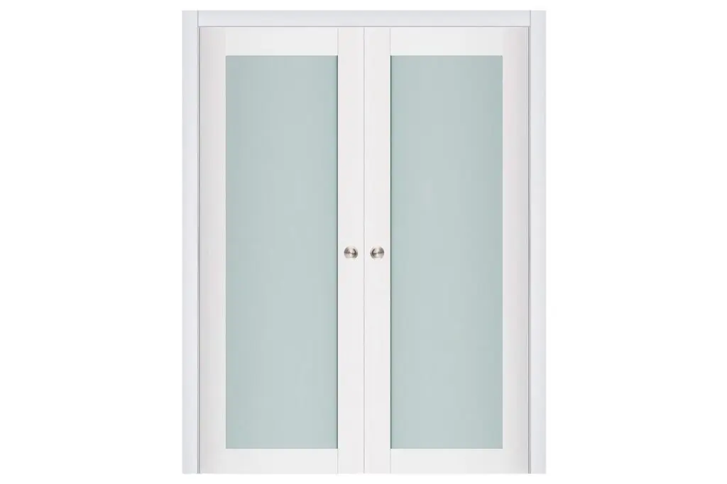 Nova Triplex 054 Soft White Laminated Modern Interior Door - Double Pocket