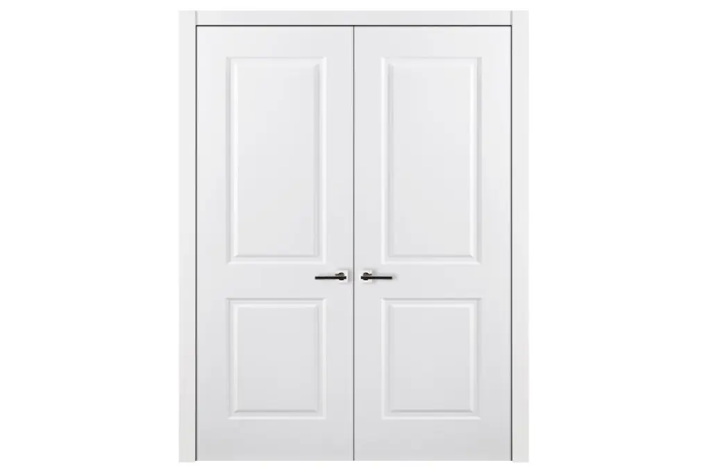 Nova 2 Panel Soft White Laminated Traditional interior Door - Double Door