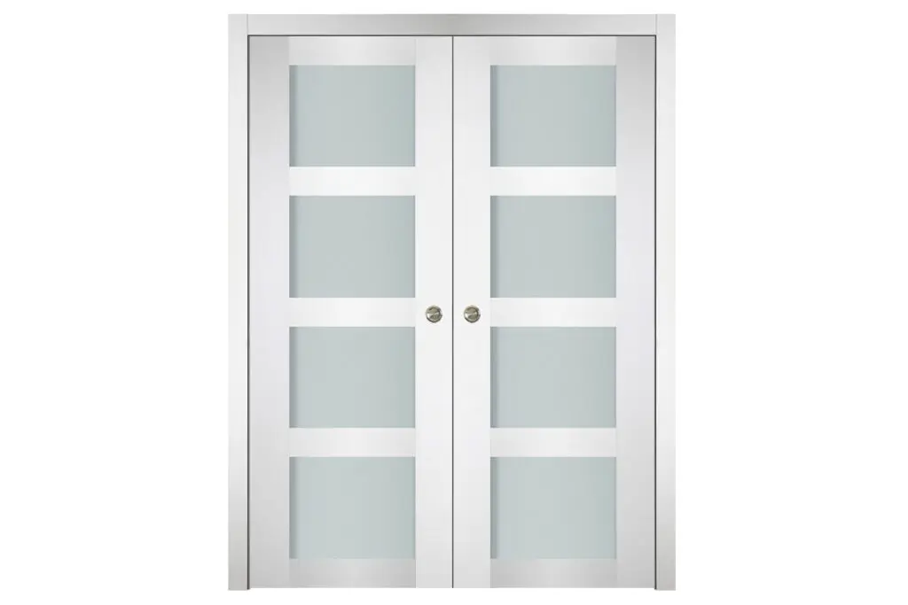 Nova Italia Vetro 4 Lite Alaskan White Laminate Interior Door - Double Pocket