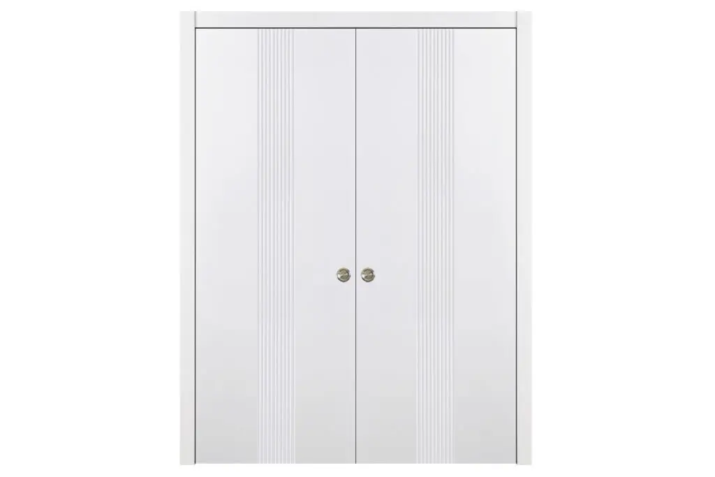 Nova M-34 Soft White Laminated Modern Interior Door - Double Pocket