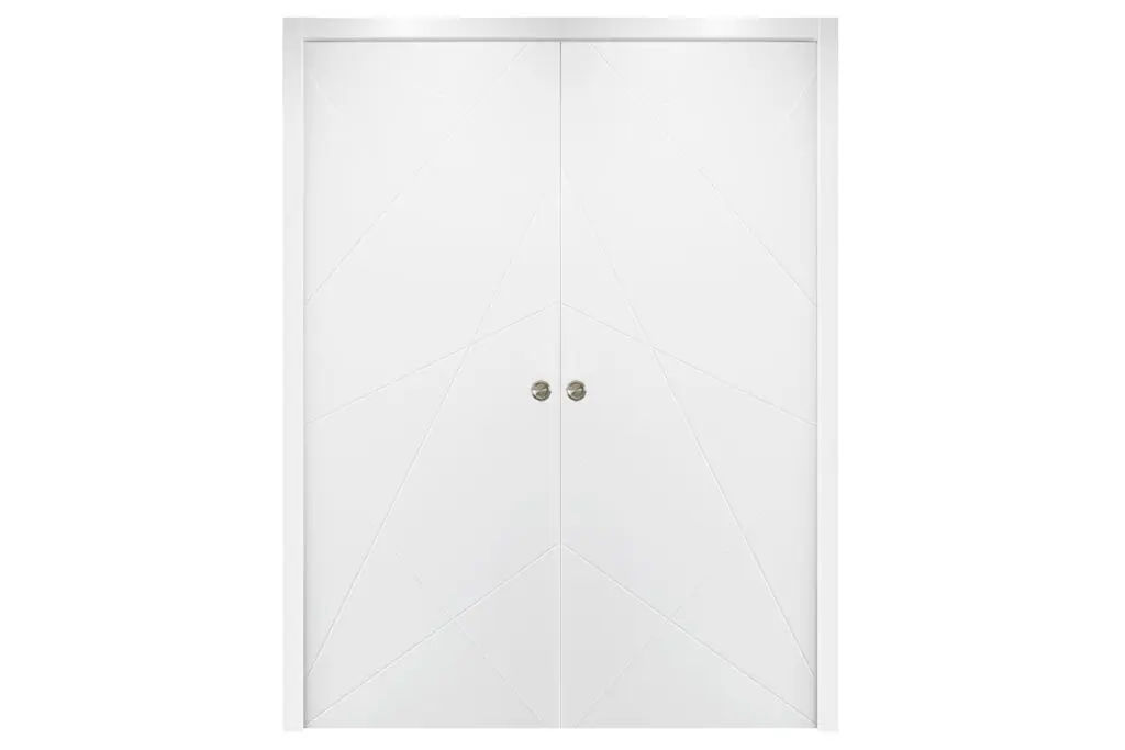 Nova HM-419 Pure White Laminated Modern Interior Door - Double Pocket