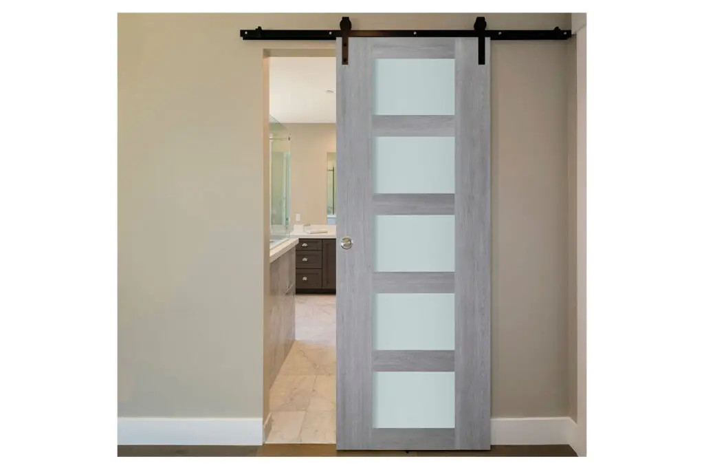 Nova Italia Vetro 5 Lite Light Grey Laminate Interior Door - Barn Door