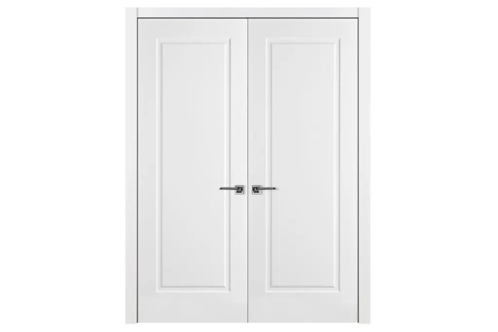 Nova 1 Panel Soft White Laminated Traditional Interior Door - Double Door