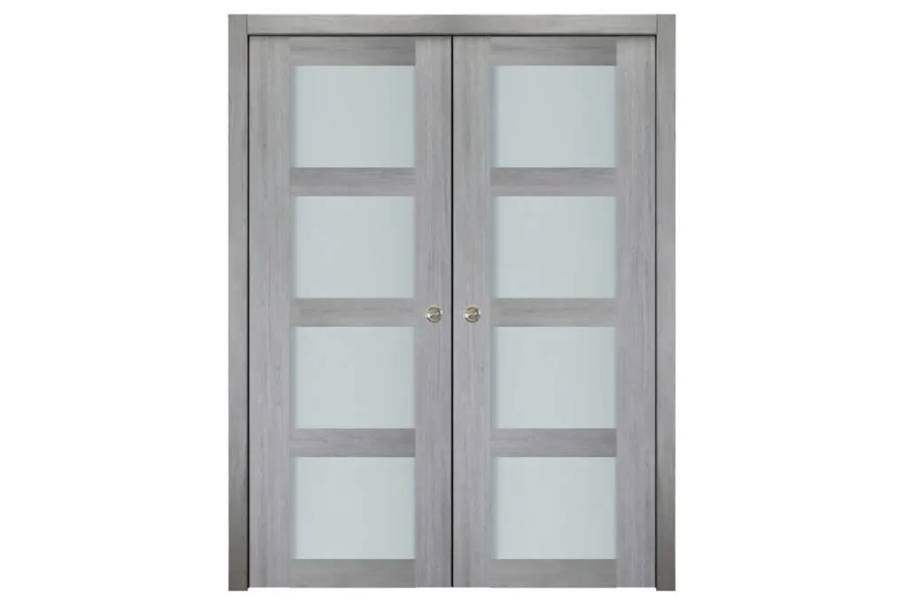 Nova Italia Vetro 4 Lite Light Grey Laminate Interior Door - Double Pocket