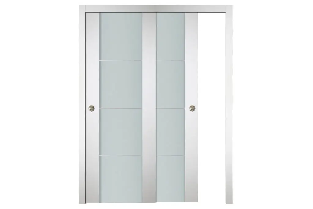 Nova Italia Vetro 3H Alaskan White Laminate Interior Door - Bypass Door