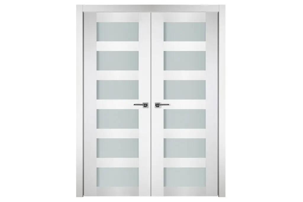 Nova Italia Vetro 6 Lite Alaskan White Laminate Interior Door - Double Door