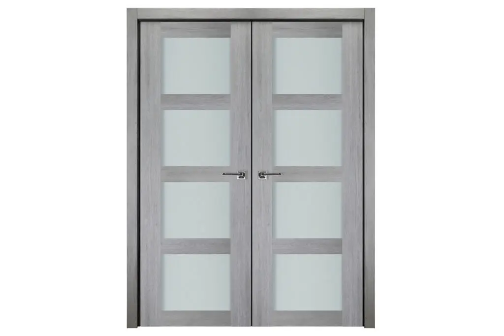 Nova Italia Vetro 4 Lite Light Grey Laminate Interior Door - Double Door