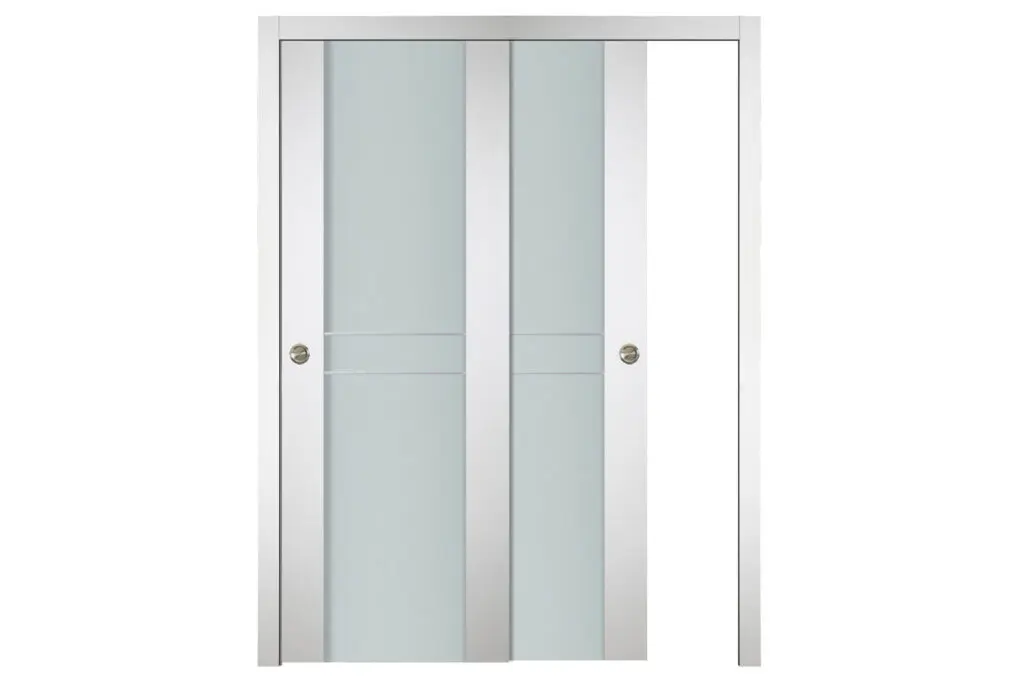 Nova Italia Vetro 2HC Alaskan White Laminate Interior Door - Bypass Door