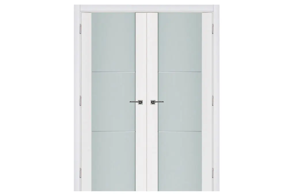 Nova Triplex 004 Soft White Laminated Modern Interior Door - Double Door