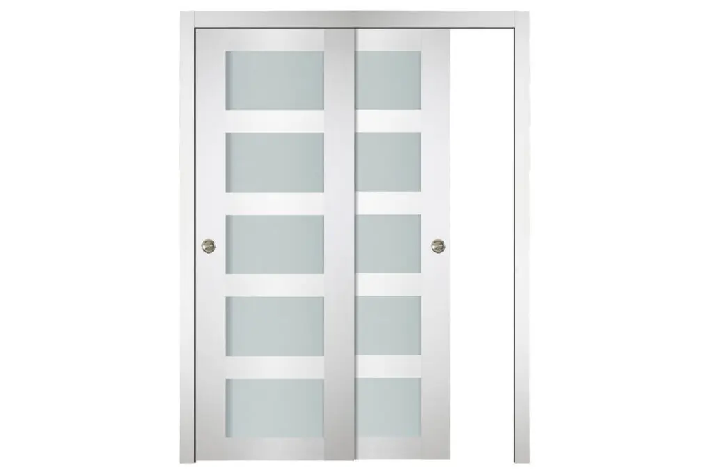 Nova Italia Vetro 5 Lite Alaskan White Laminate Interior Door - Bypass Door