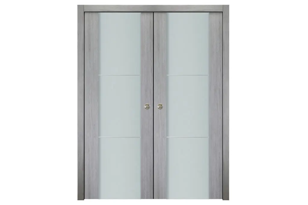 Nova Italia Vetro 2H Light Grey Laminate Interior Door - Double Pocket