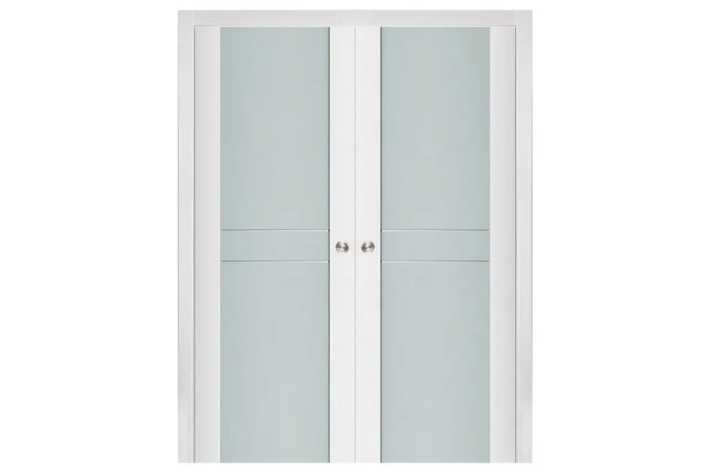 Nova Triplex 003 Soft White Laminated Modern Interior Door - Double Pocket