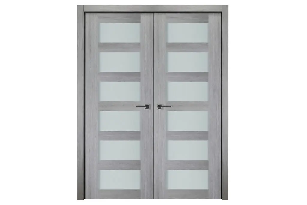 Nova Italia Vetro 6 Lite Light Grey Laminate Interior Door - Double Door