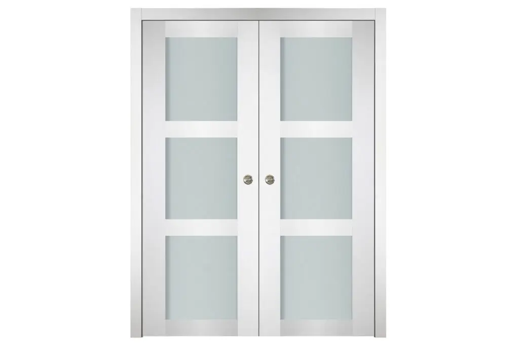 Nova Italia Vetro 3 Lite Alaskan White Laminate Interior Door - Double Pocket