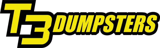 Yellow and black T3 Dumpsters company brand identity logo