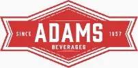 Red and white vintage logo for Adams Beverages company