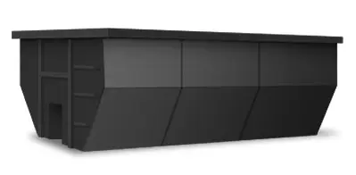 Black 20-yard roll off dumpster on white background