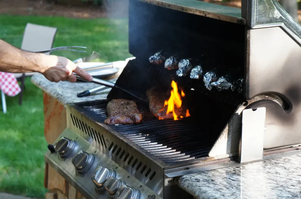 Outdoors BBQ with gas line installation