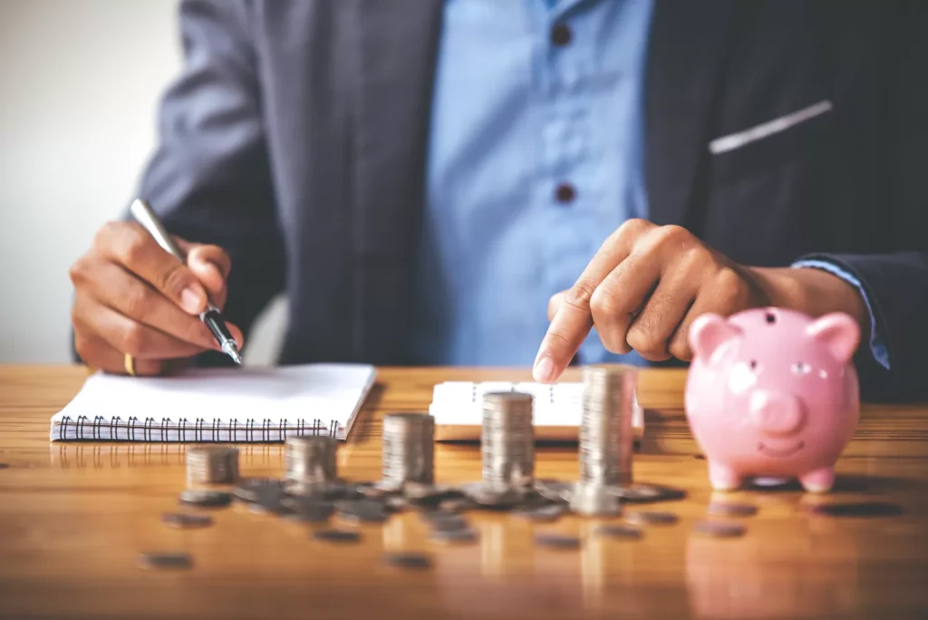 Person calculating costs and financing options