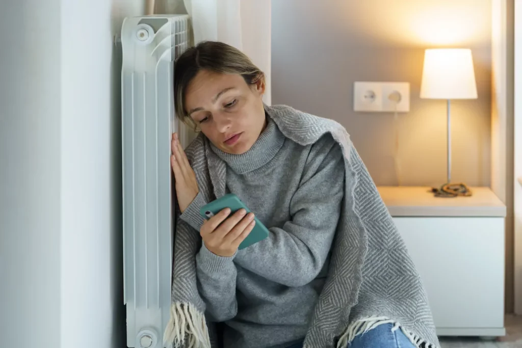 Woman calling hvac company on the phone