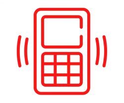 Red ringing mobile phone icon representing 24/7 emergency contact and immediate customer support for plumbing repairs