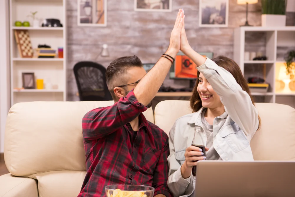 Couple high five