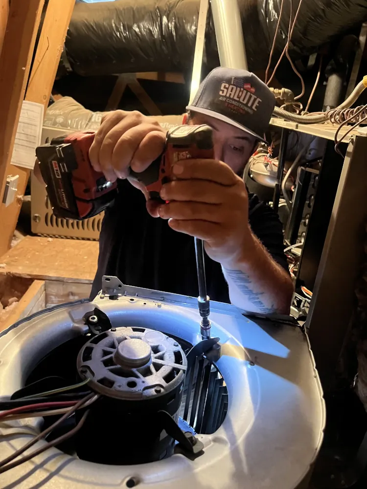 Salute technician working