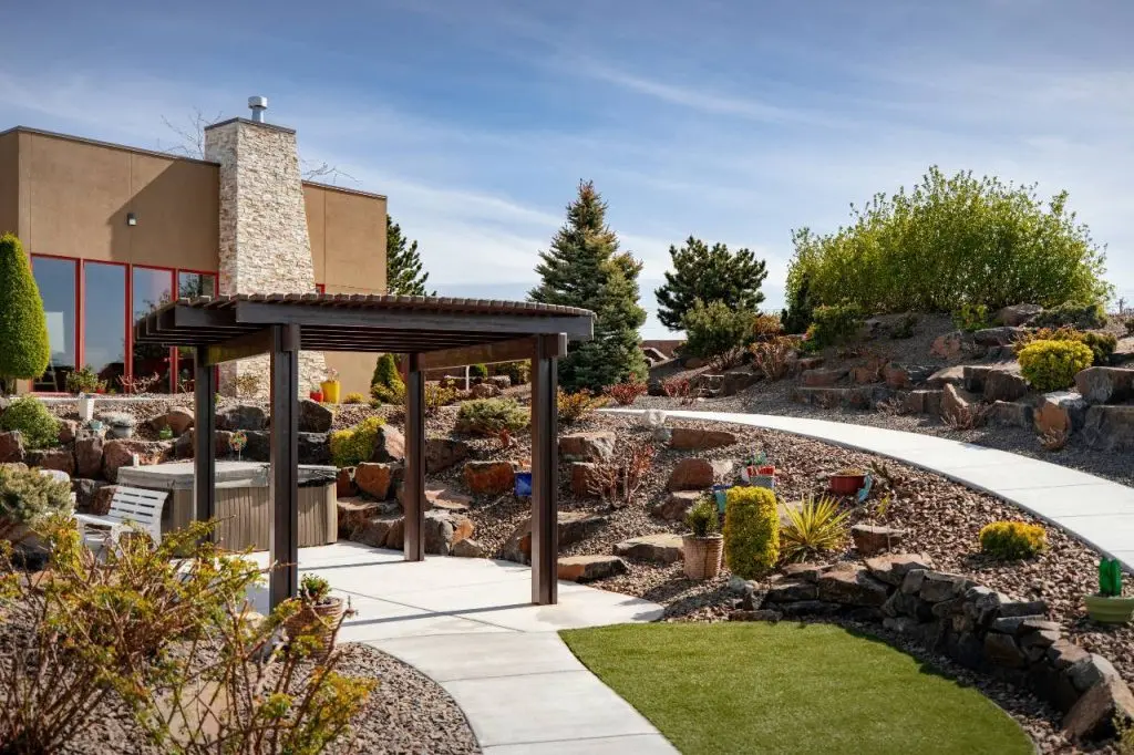 a photo of a pergola in a outdoor space