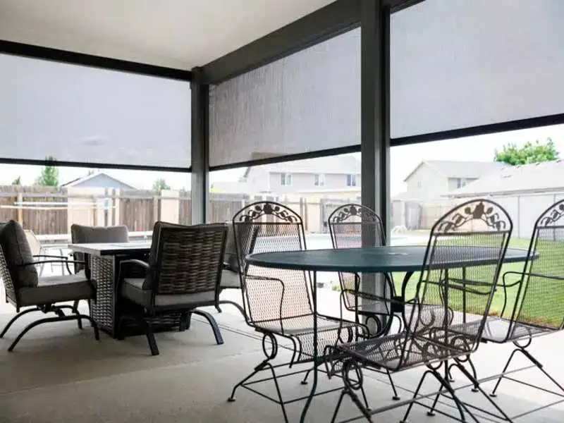 exterior screens installed in the veranda Patio Covers Unlimited