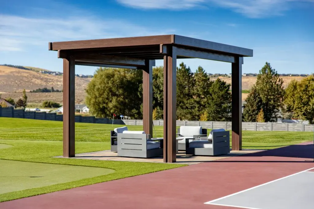 a photo of a patio cover in a outdoor space
