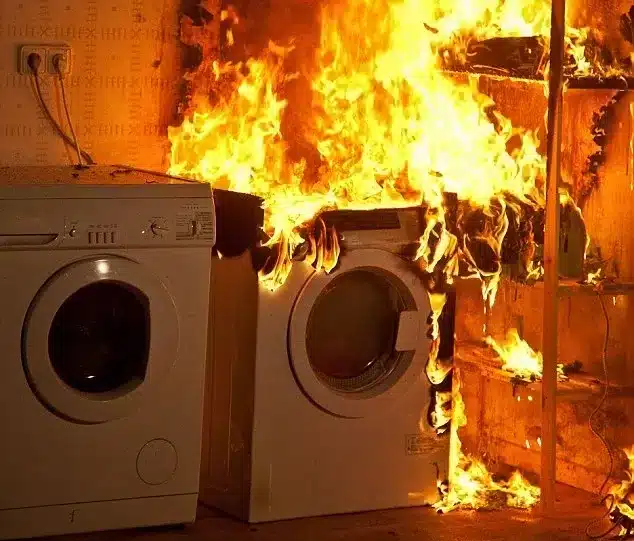 dryer on fire