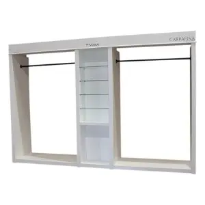Wood Modern Dress Rack with Accessory Shelving & LED