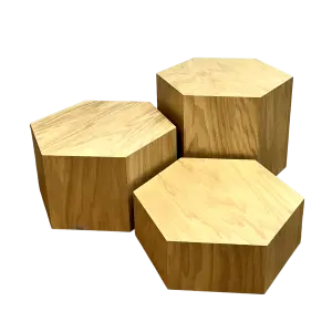 Natural Wood Hexagon Waterfall Display Sets