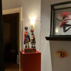 Recessed Top Stained Wood Pedestals