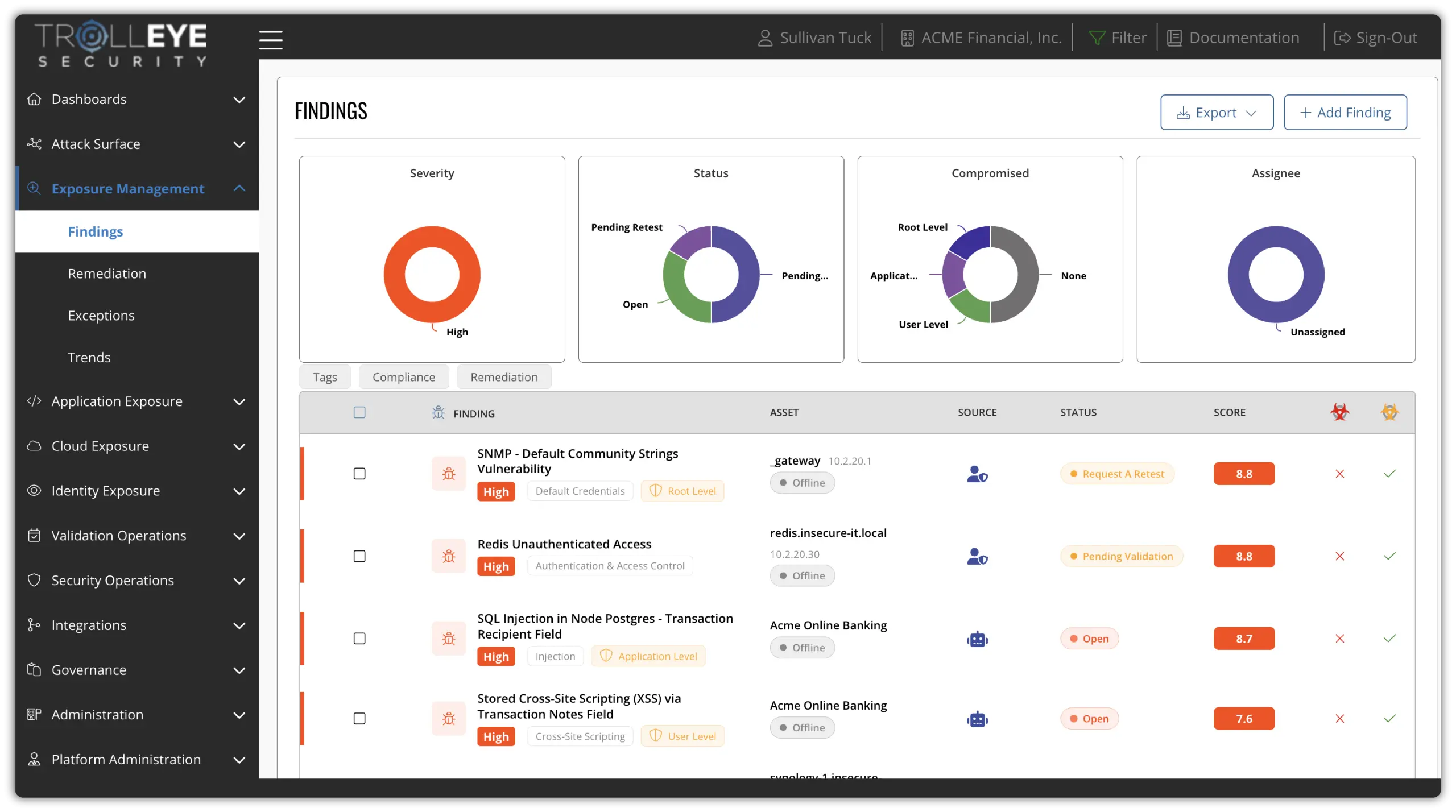 TrollEye findings management