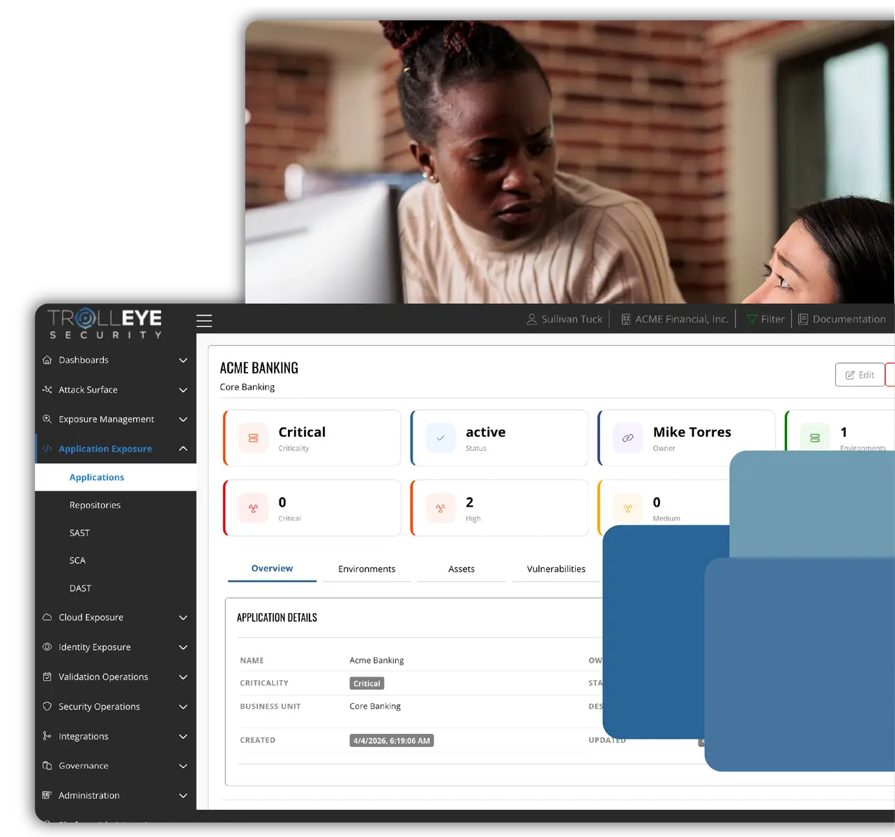 Application security capabilities inside the TrollEye platform