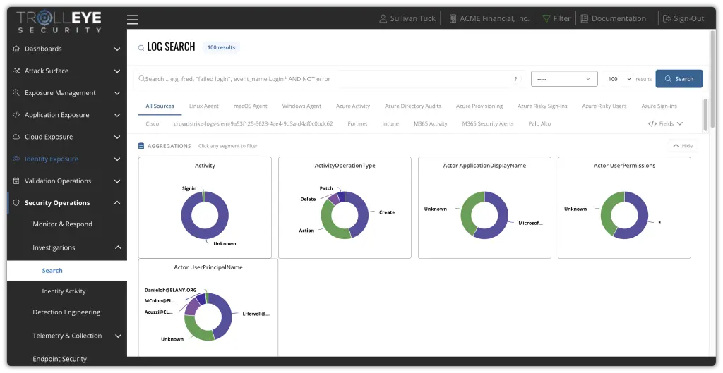 TrollEye security operations log search