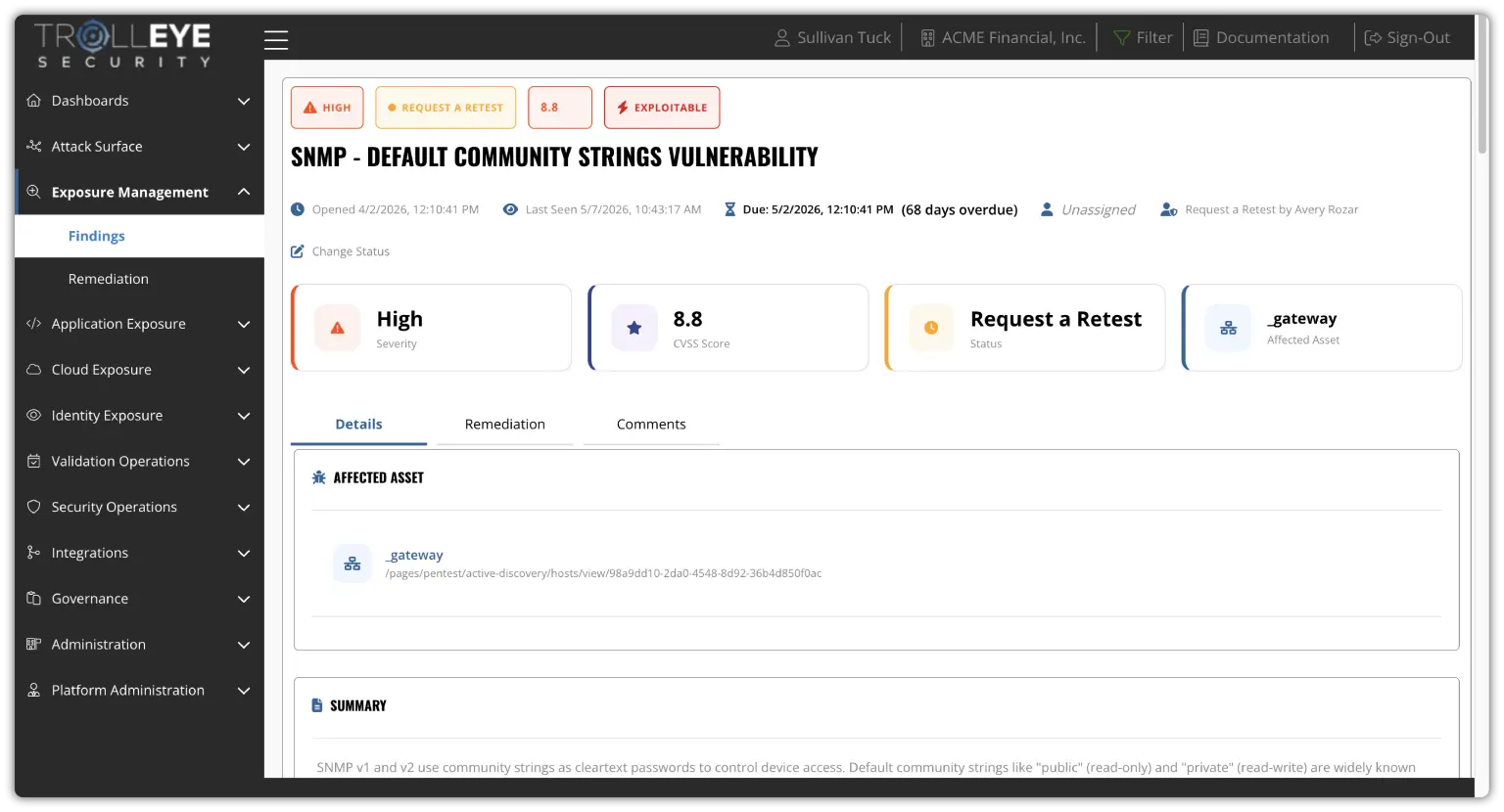 TrollEye platform validated attack paths view