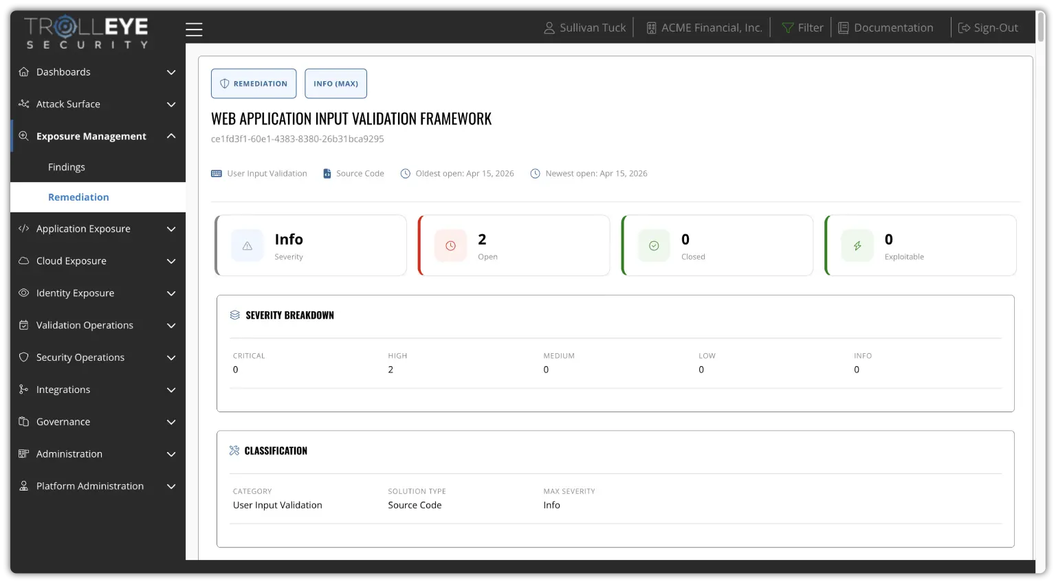 TrollEye platform remediation view