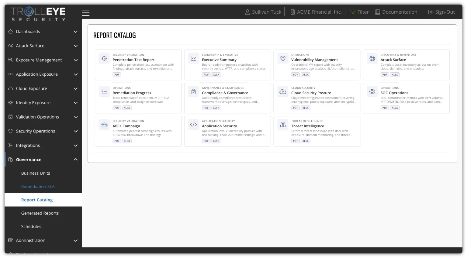 TrollEye platform reporting view