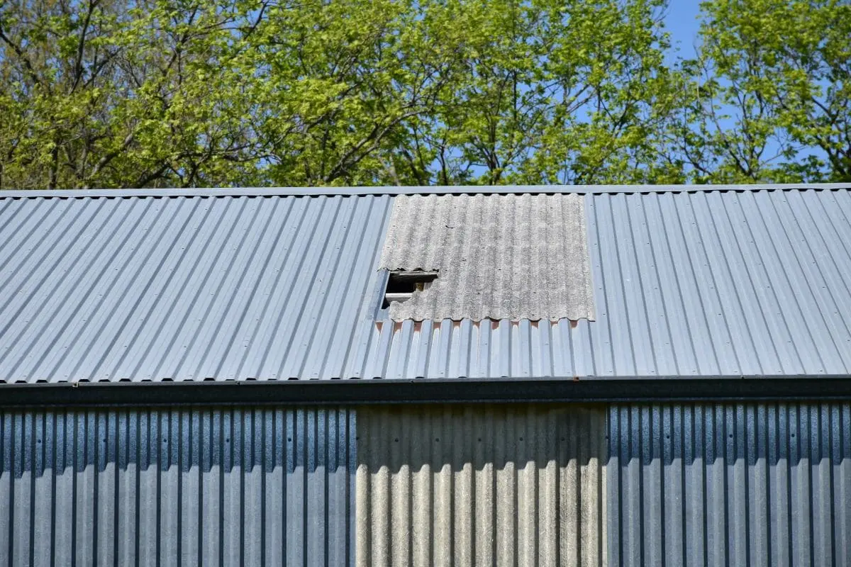 corrugated metal roof damaged