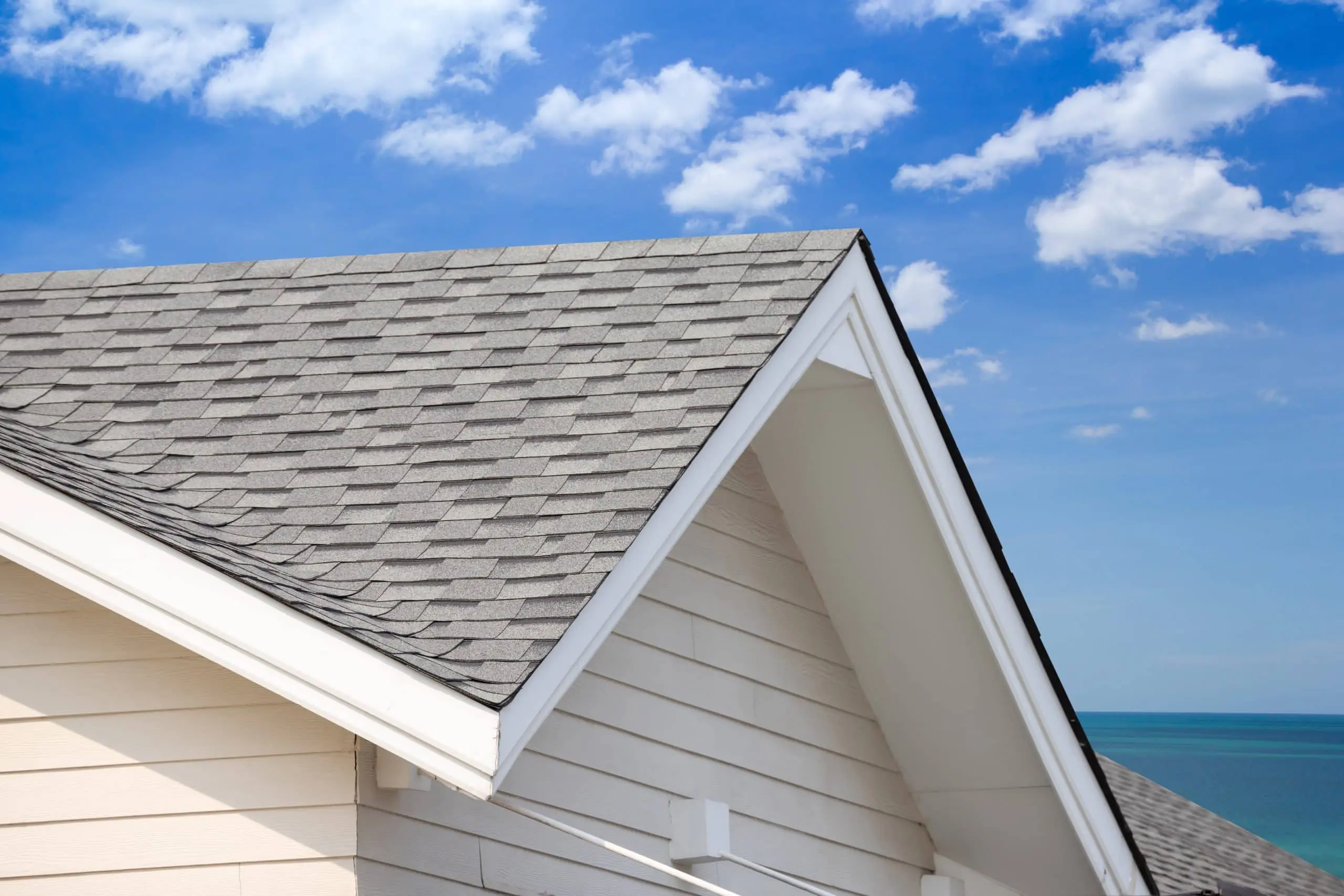 Close up of roof gable with shingles