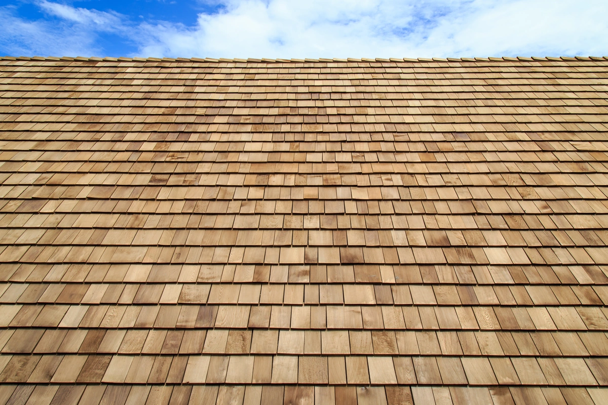 Natural cedar shake roofing material