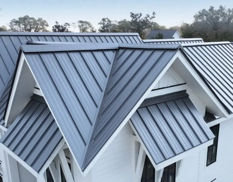 close-up of a metal roof