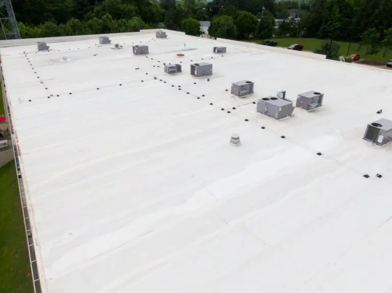 Drone Images of Flat Commercial TPO Roofs, Sunny, No People, Industrial